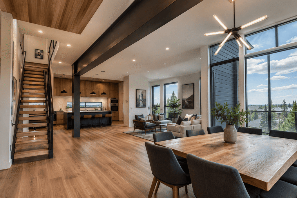 Bright open-concept Calgary house renovation focusing on structural integrity and sustainable architectural design.