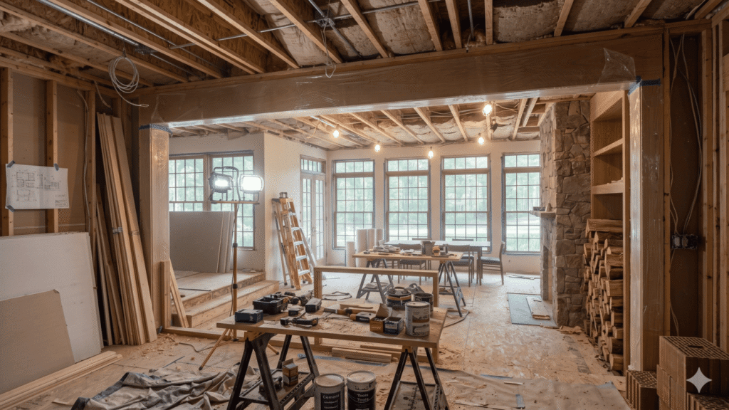 Structural steel beam installation for load bearing wall removal in Calgary home by Tam-Crete Engineering.
Load Bearing Wall Removal Engineer Calgary